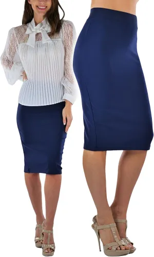 ToBeInStyle Women's Classic Bodycon Pencil Back Slit Scuba Skirt