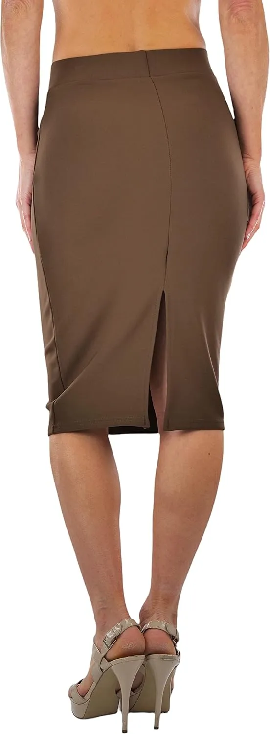 ToBeInStyle Women's Classic Bodycon Pencil Back Slit Scuba Skirt