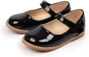 Toddler Girls Mary Jane Dress Shoes Ballet Flat Little Girls Soft Leather Slip-On Girls Slippers Light up
