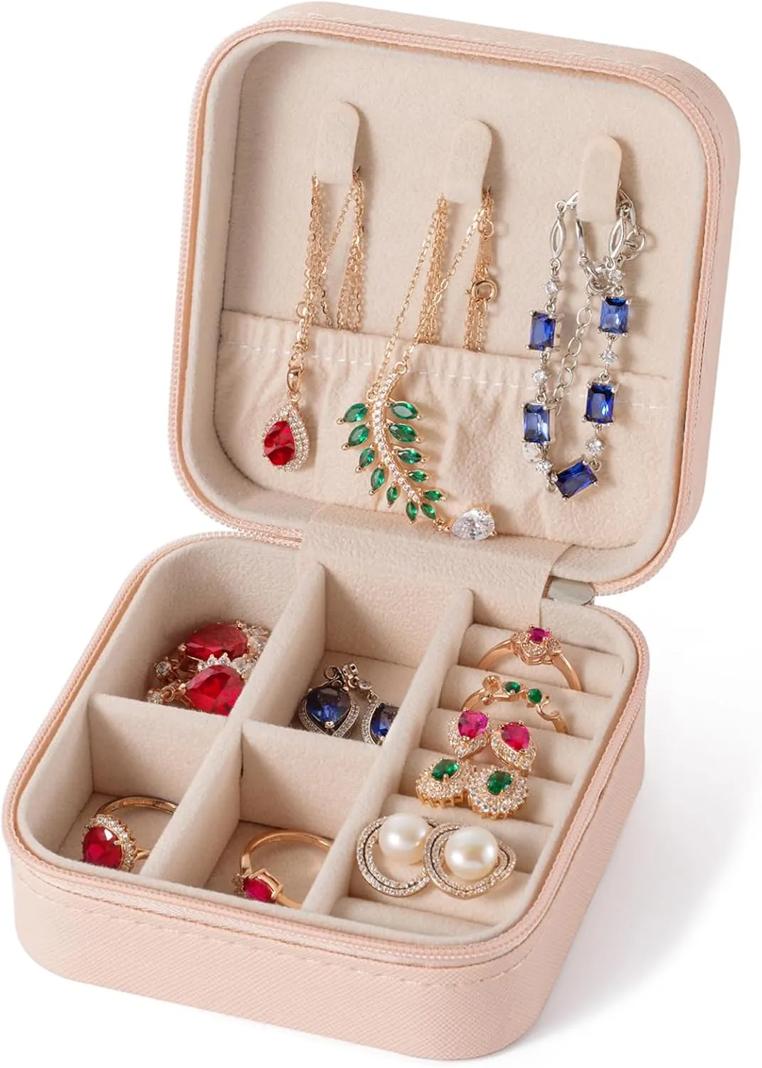 Travel Jewelry Case, Jewelry Organizer Box, Jewelry Organizer Travel Small Ring Organizer Necklace Organizer Earring Organizer Box, Bridesmaid Proposal Presents, Mothers Day Mom Gifts - Pink