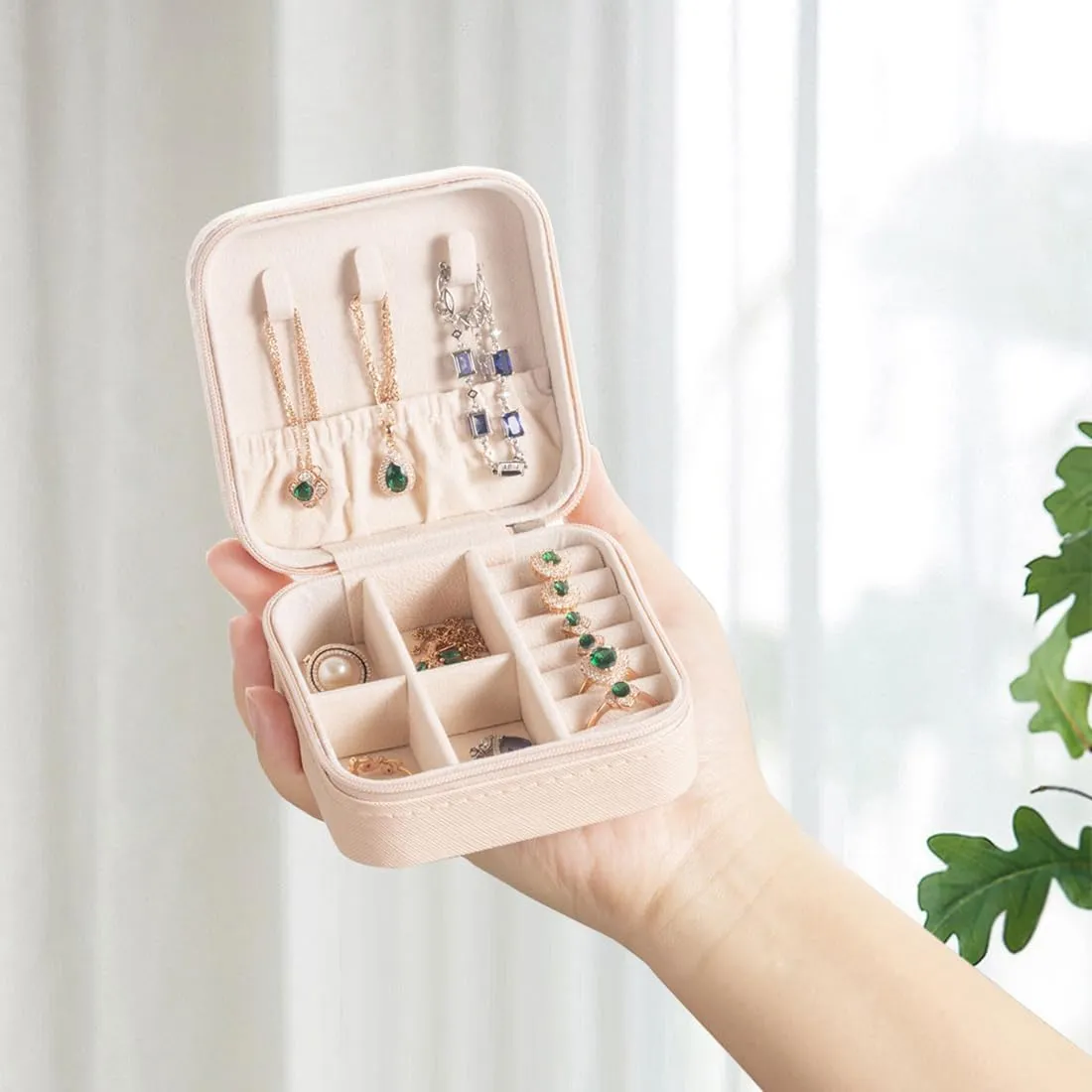 Travel Jewelry Case, Jewelry Organizer Box, Jewelry Organizer Travel Small Ring Organizer Necklace Organizer Earring Organizer Box, Bridesmaid Proposal Presents, Mothers Day Mom Gifts - Pink