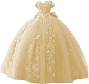 TRHTX Lace Beaded Quinceanera Dresses 2025 Puffy Off Shoulder Sweet 16 Dresses Flower Tulle Quince Dress WZY54