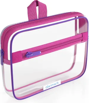 TSA Approved Toiletry Bag 3-1-1 Kids Toiletry Travel Bag with Handle - Quart Size Bag with Zipper - Carry-on Luggage Clear Bag for Liquids - Airport Airline TSA Compliant Color Mix Pink & Purple
