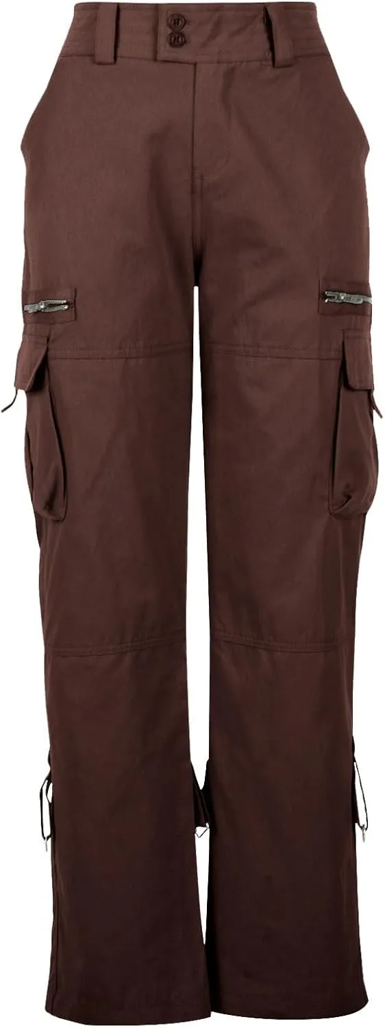 Uillui Womens Relaxed Fit Baggy Cargo Pants Y2K Teen Girls Trendy Low Waist Parachute Pants Wide Leg Trousers Hiking Pants