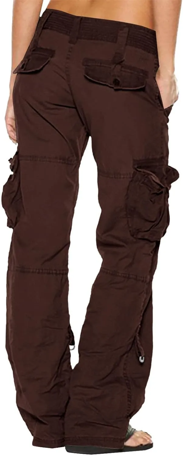 Uillui Womens Relaxed Fit Baggy Cargo Pants Y2K Teen Girls Trendy Low Waist Parachute Pants Wide Leg Trousers Hiking Pants