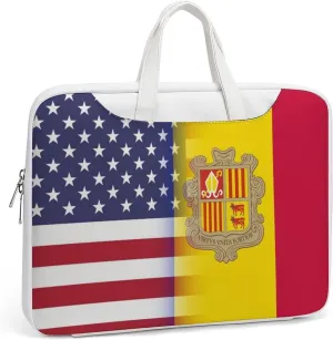 U.S.A Andorran Flag Leather Bag Laptop Case Slim Water Resistant Computer Bags with Handle Briefcase for Work