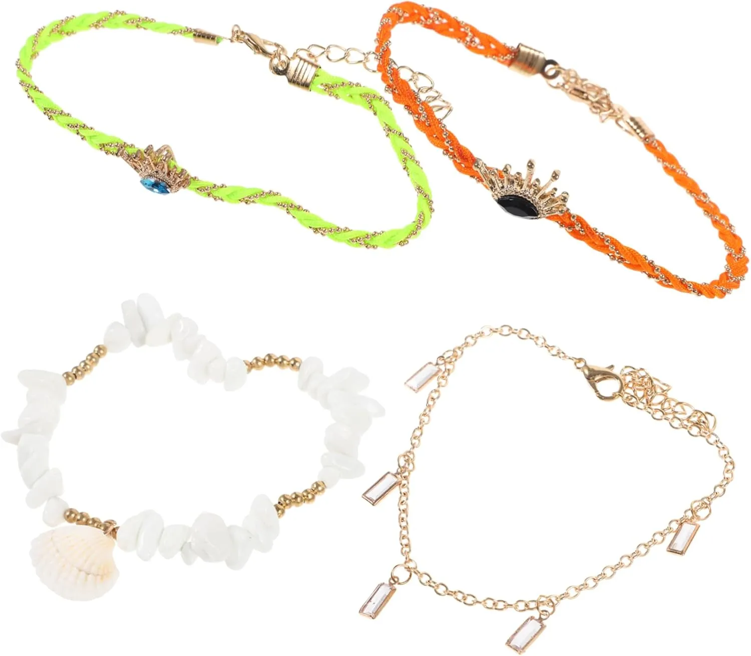 VALICLUD Stylish Ethnic Anklet 4-layer Foot Chain for Women Elegant Jewelry for Parties Adjustable Length