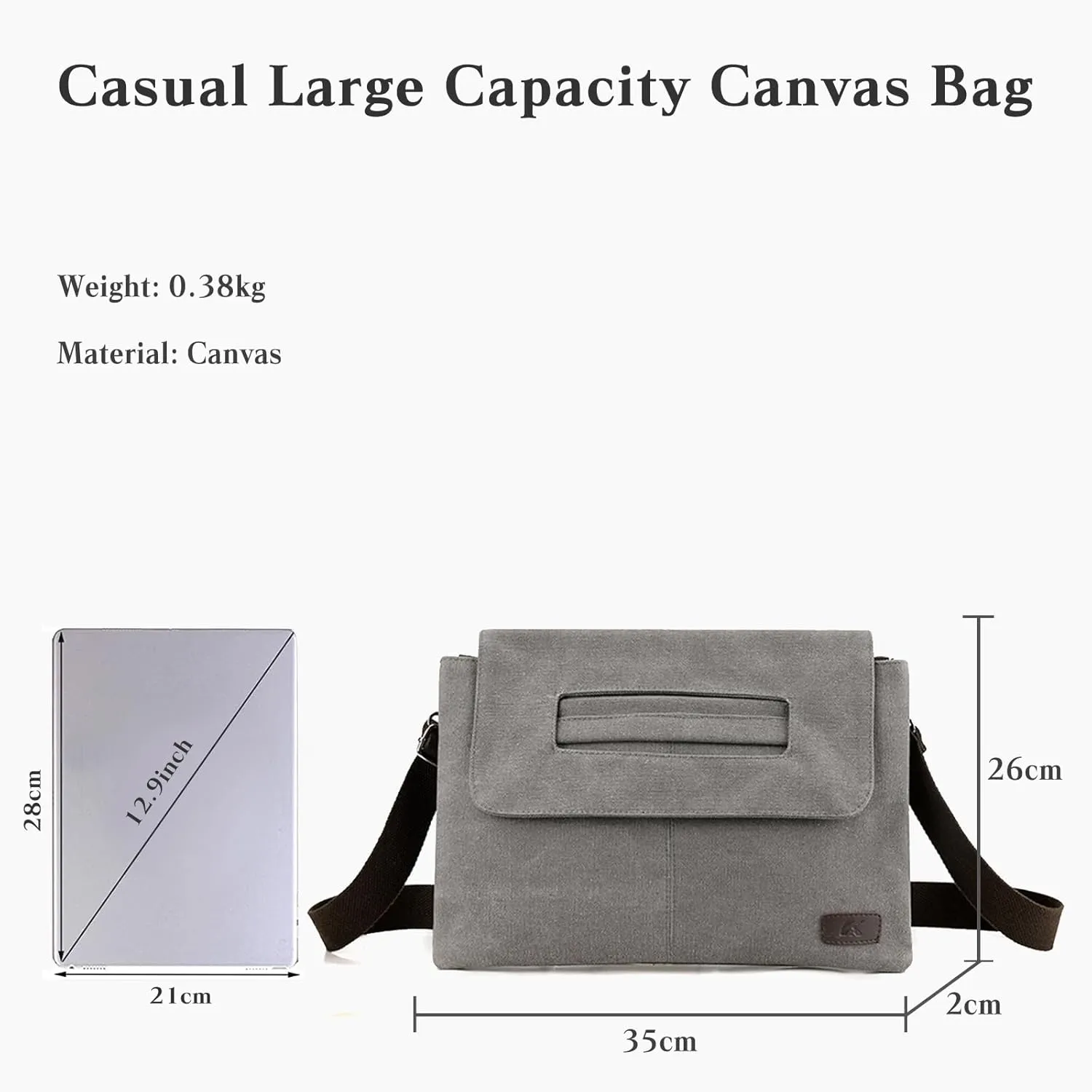 Vintage Men's Shoulder Bag Canvas Crossbody Bag Multifunctional Briefcase Tote Handbag Casual Top Handle Bag