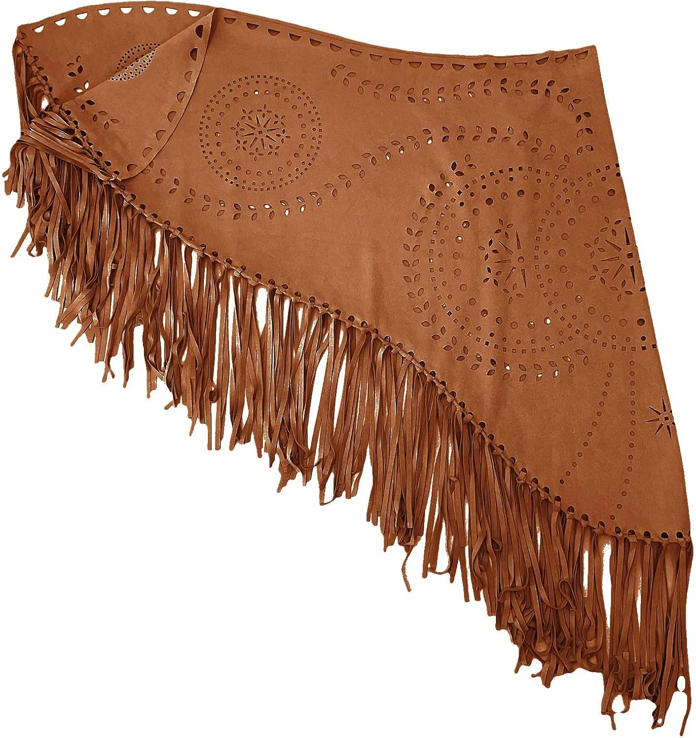 Vintage Western Shawl Wrap for Women, Ladies Hollow Out Poncho Cape Open Front Cardigan Outwear with Tassel Hem