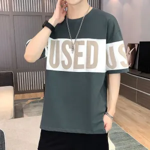 Wiaofellas  -  Fashion O-Neck Printed Letter LooseT-Shirt Men's Clothing Summer New Casual Pullovers All-match Half Sleeve Tee Shirt