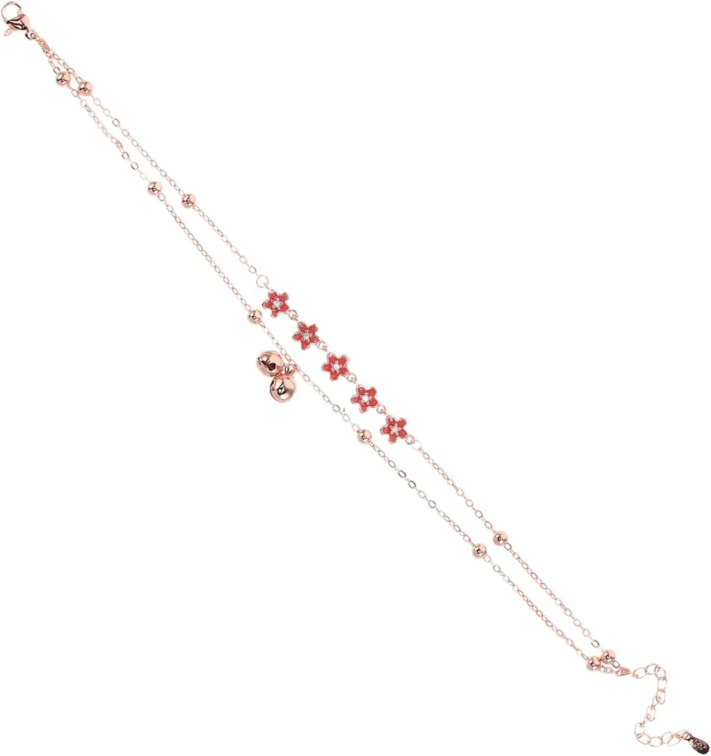 Women Boho Double Layer Anklet with Adjustable Clasp Lightweight Foot Chain Jewelry for Elegant Bell Detail Accessory for Vacations and Warm Weather