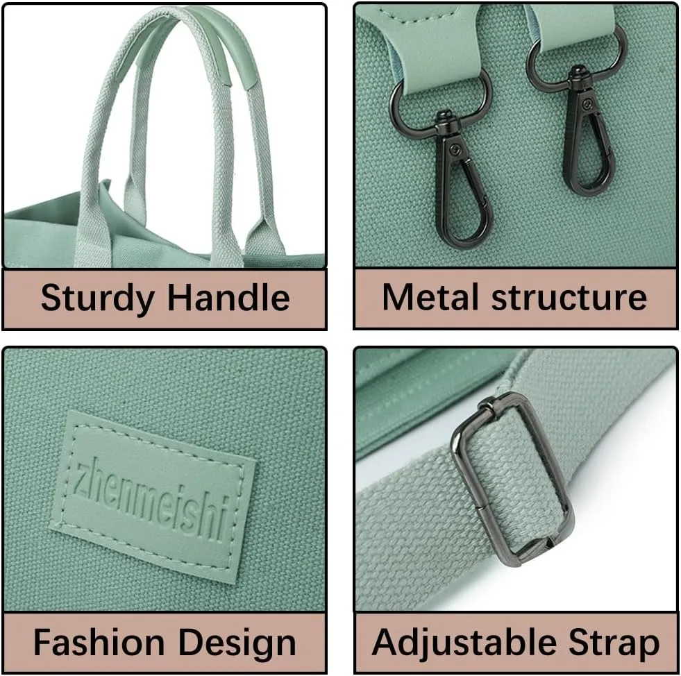Women Canvas Tote Bag With Pockets Crossbody Bags Casual Hobo Messenger Bag Shoulder Bag Handbag for Women