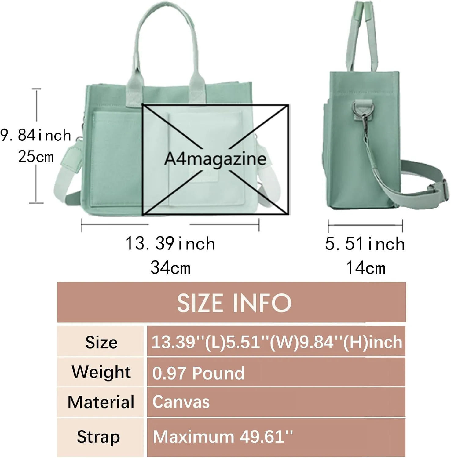 Women Canvas Tote Bag With Pockets Crossbody Bags Casual Hobo Messenger Bag Shoulder Bag Handbag for Women