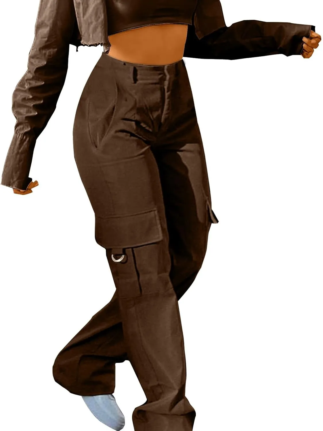 Women Cargo Pants High Waist Wide Leg Casual Baggy Work Pant Palazzo Lounge Tousers Going Out Outfits with Pockets