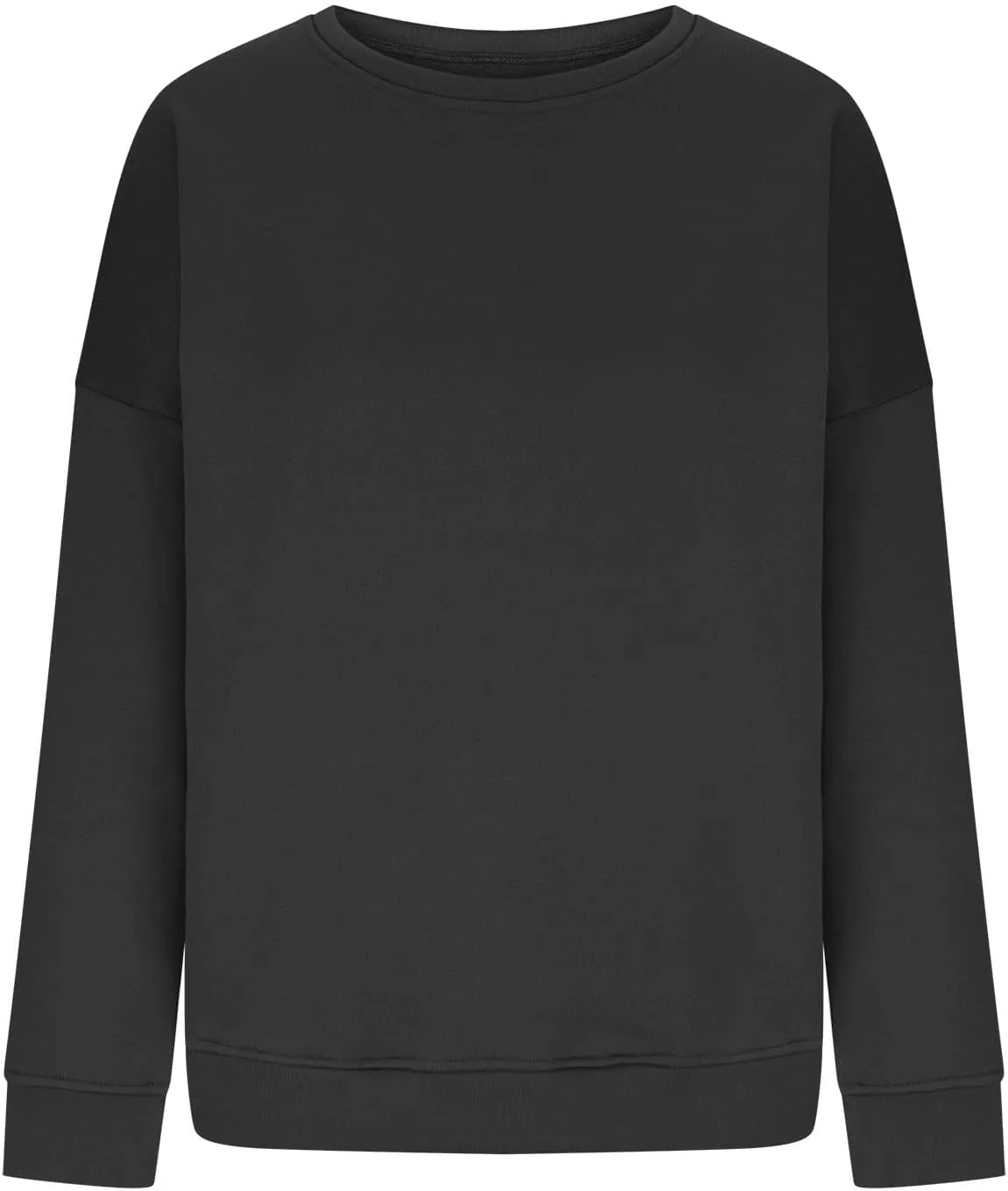 Women Crew Neck Sweatshirts Drop Shoulder Fleece Oversized Sweatshirts Long Sleeve Casual Loose Pullover Cozy Sweater