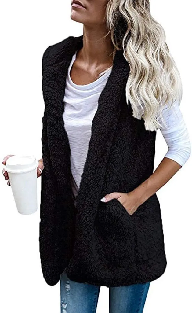 Women Fuzzy Fleece Hoodie Jackets Thick Shaggy Fuzzy Zip Up Warm Winter Fuzzy Faux Shearling Thermal Sweatshirt