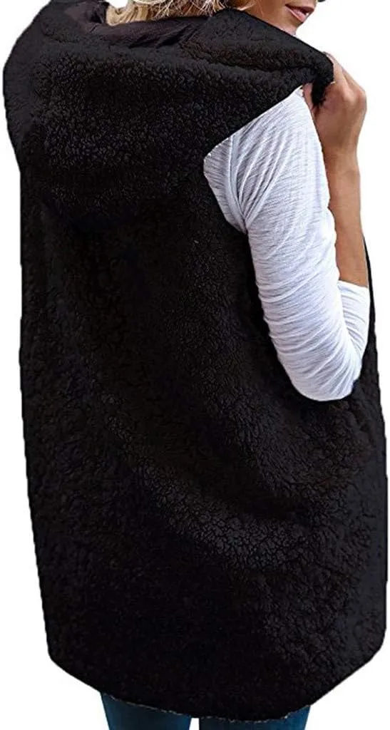 Women Fuzzy Fleece Hoodie Jackets Thick Shaggy Fuzzy Zip Up Warm Winter Fuzzy Faux Shearling Thermal Sweatshirt