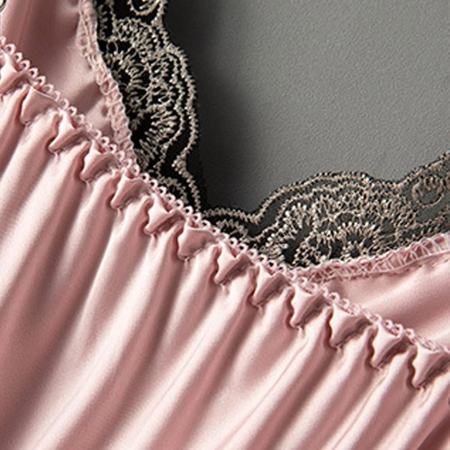 Women Lacy Trim Babydoll Lingerie Sexy Deep V Neck Chemise Nightgown Satin Pajamas Silk Slip Dress Negligee Nightie