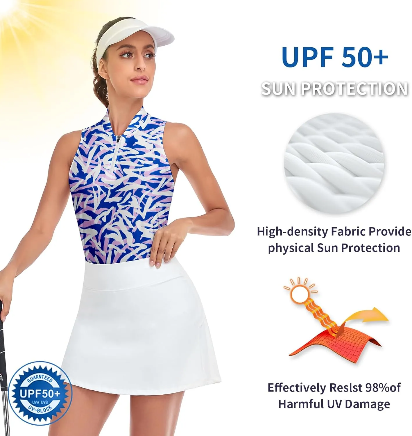 Women Racerback Sleeveless Golf Polo Shirts Collarless Tennis Tops Quick Dry Athletic Tank Tops