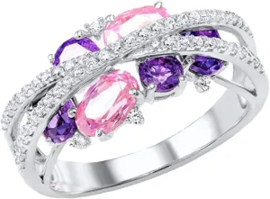 Women Ring X Shape Cubic Zirconia Jewelry Shiny Bright Gemstone Ring For Daily Wear Jewelry