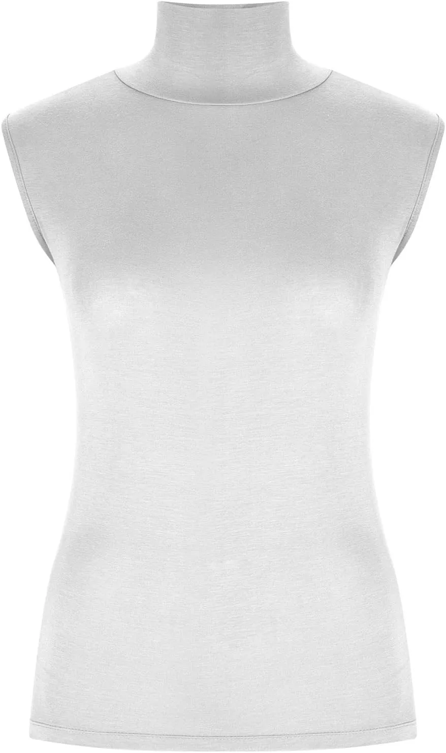 Women Soft Modal Tank Tops Mock Turtleneck Sleeveless Shirts Ruched Stretchy Summer Casual Fitted Basic Vest Blouses