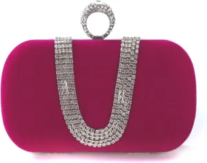 Women Velvet Evening Bag Sparkly Rhinestone Clutch Bag Bridal Wedding Purse Charming Glittering Handbag