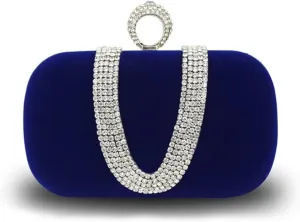 Women Velvet Evening Bag Sparkly Rhinestone Clutch Bag Bridal Wedding Purse Charming Glittering Handbag