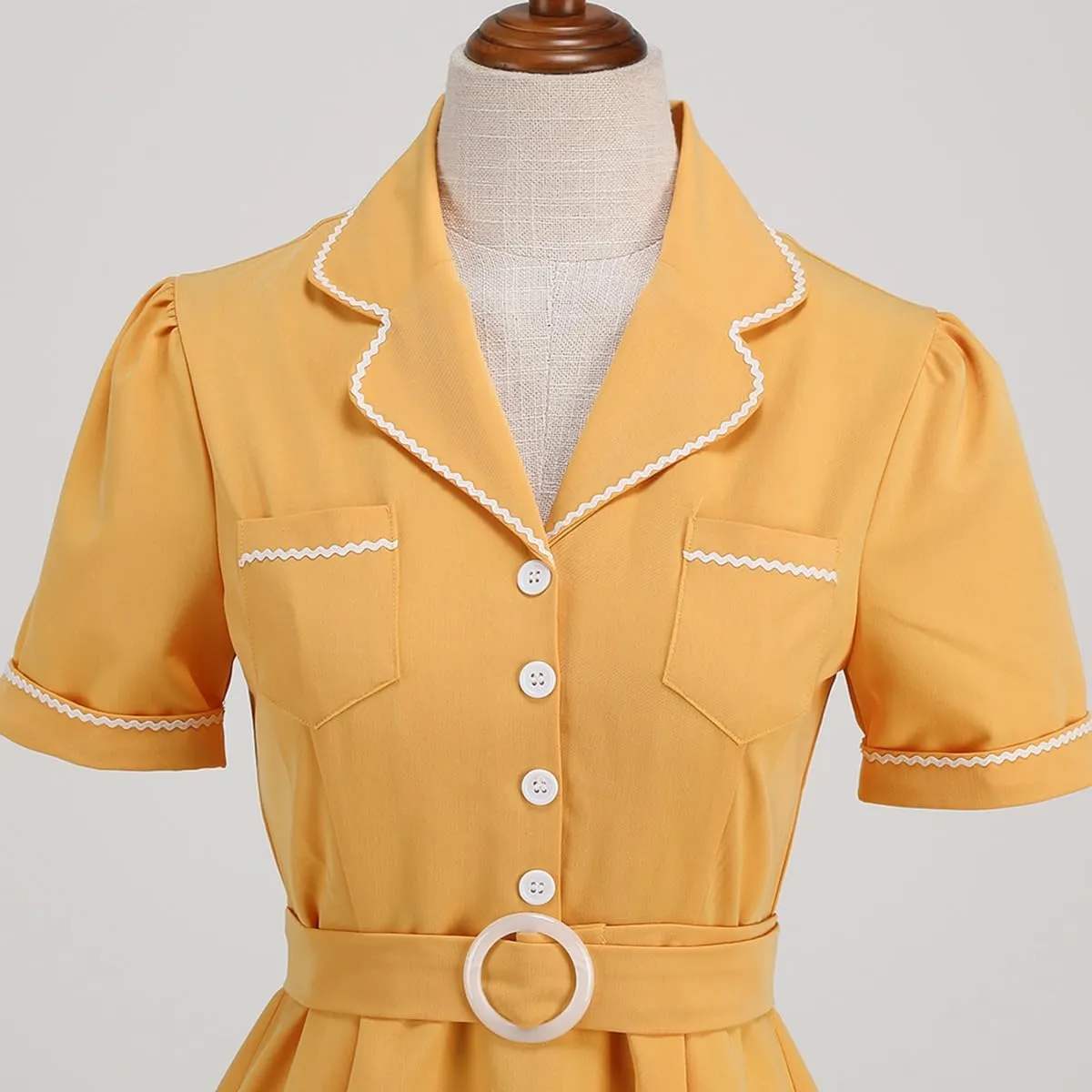 Women's 1950s Retro Dress Short Sleeve Swing Midi Dress Cocktail Dress 50s Style Dresses for Women Vintage
