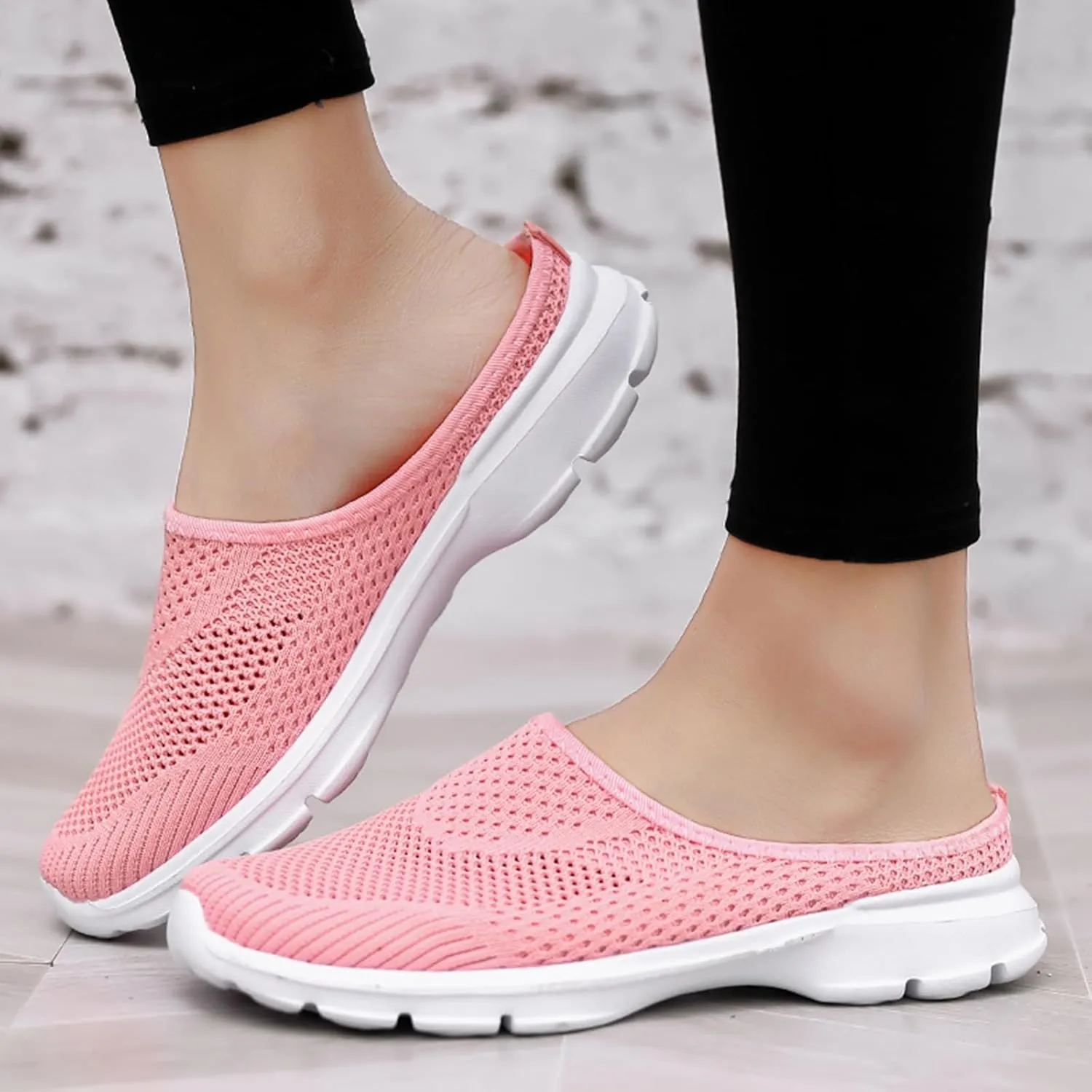 Women's Backless Walking Sneakers Orthopedic Open Back Slip On Mules Lightweight Slippers Closed Toe Slipper Comfort Breathable Mules Indoor Outdoor Anti-Skid Sole Shoes (Unisex)