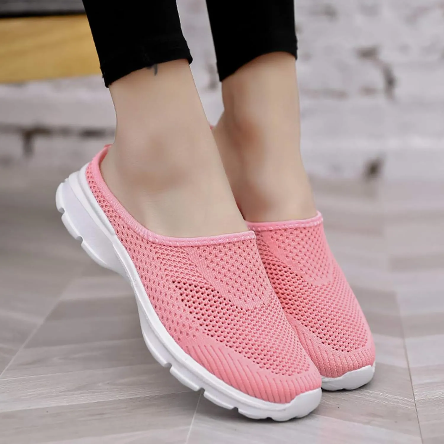Women's Backless Walking Sneakers Orthopedic Open Back Slip On Mules Lightweight Slippers Closed Toe Slipper Comfort Breathable Mules Indoor Outdoor Anti-Skid Sole Shoes (Unisex)