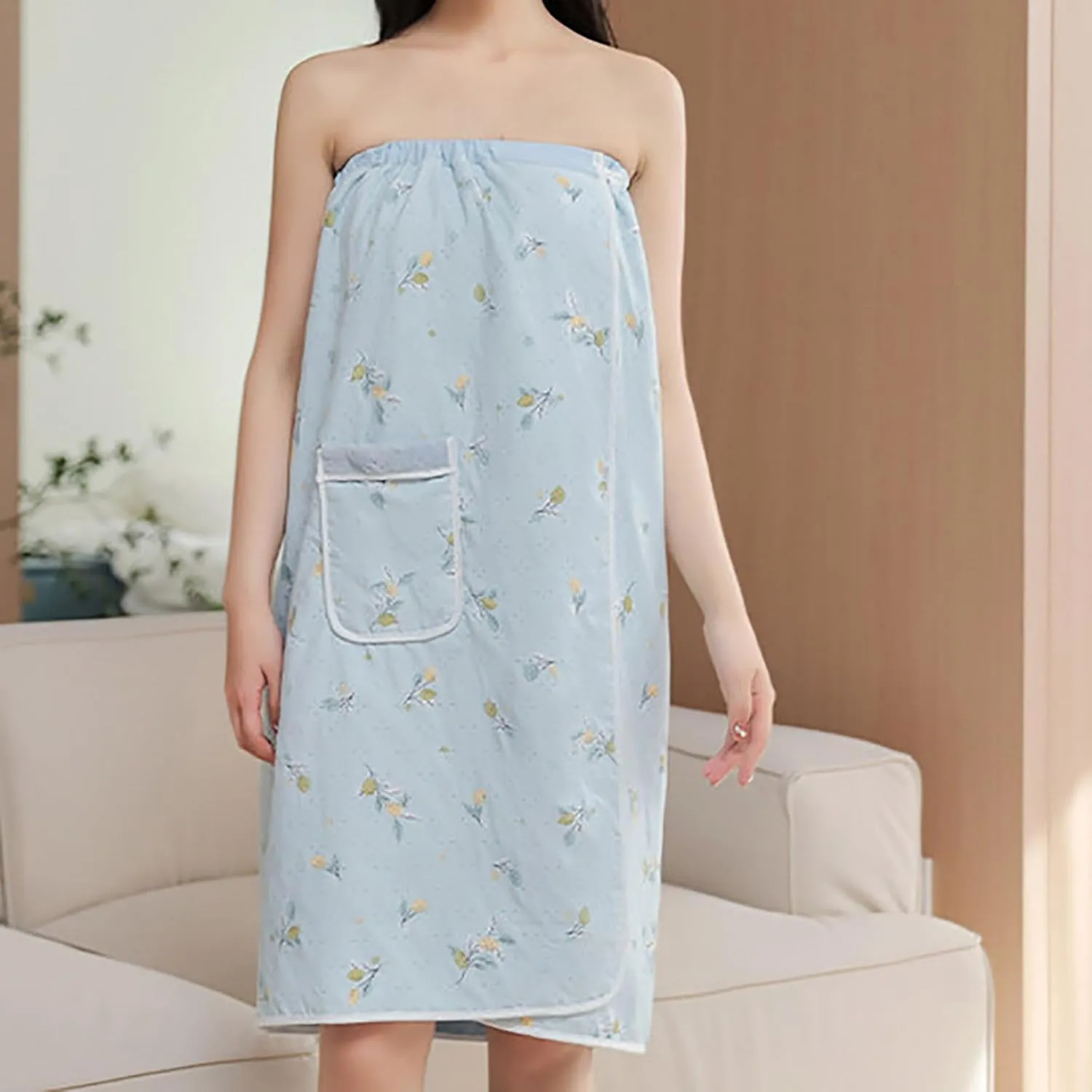 Womens Bath Towel Robe Spa Body Wrap Shower Bathrobe Adjustable Button Closure Super Absorbent Quick Drying Body