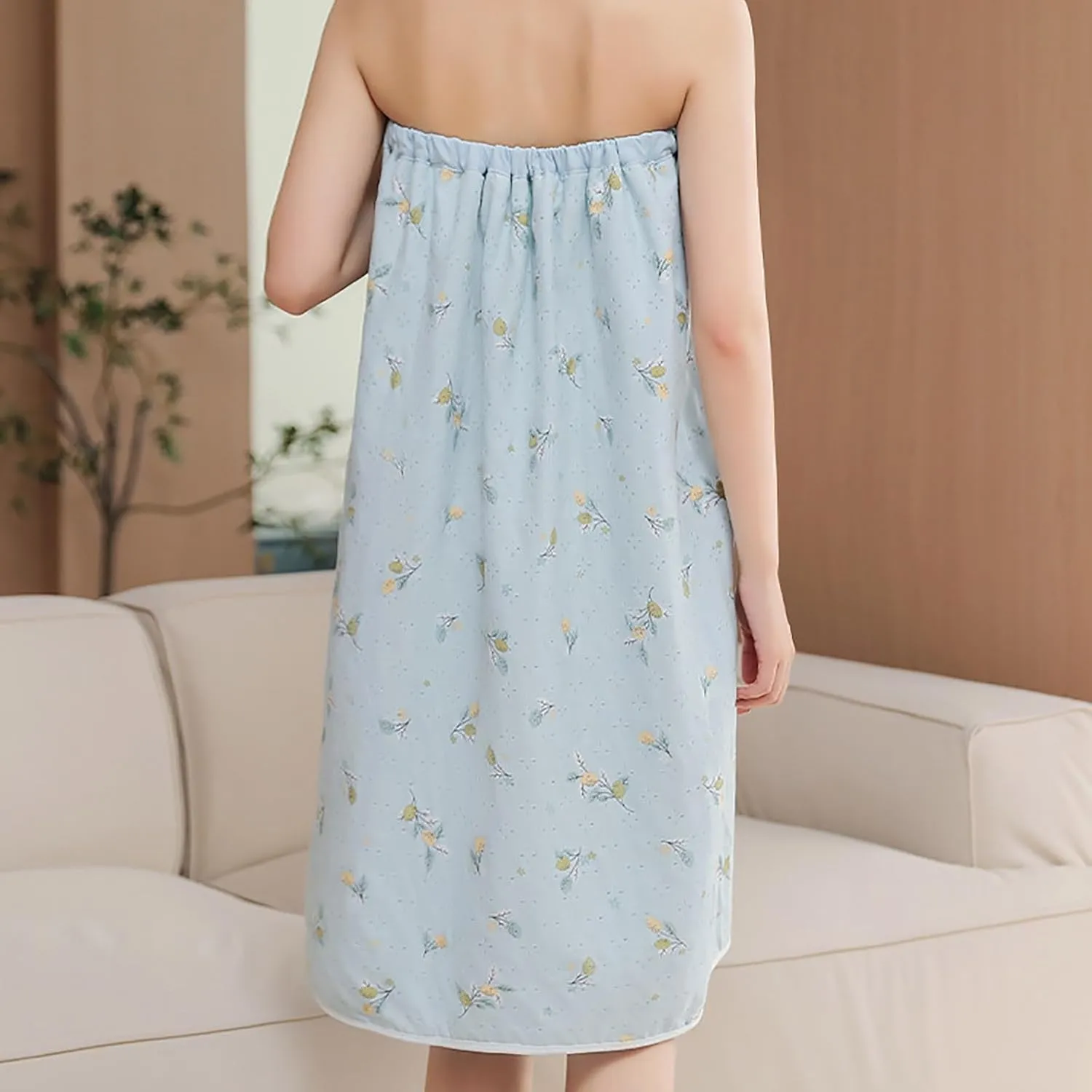 Womens Bath Towel Robe Spa Body Wrap Shower Bathrobe Adjustable Button Closure Super Absorbent Quick Drying Body
