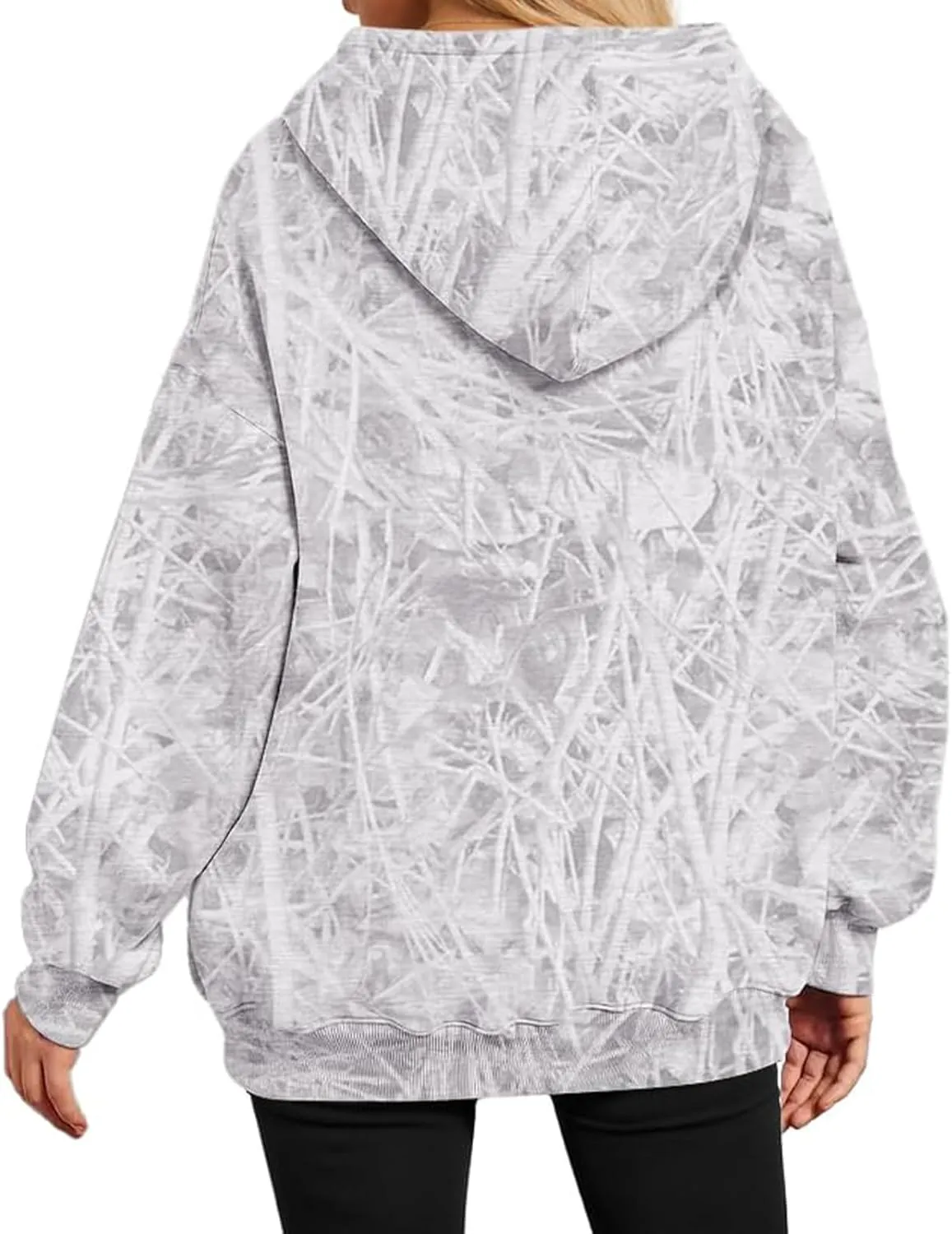 Women's Camo Hoodie Maple Leaf Printed Sweatshirt Cute Oversized Hoodie Fleece Casual Long Sleeve Pullover Sweatshirts