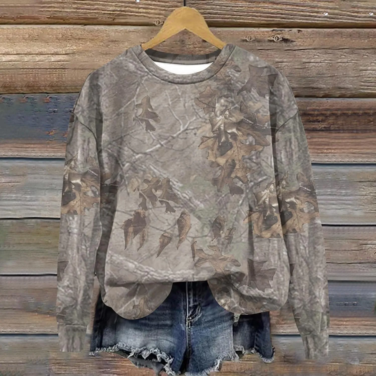 Womens Camo Oversized Sweatshirts Y2k Graphic Sweater Crewneck Long Sleeve Pullover Shirts