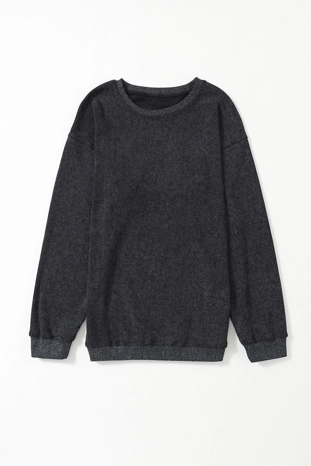 Womens Casual Corduroy Corded Crewneck Oversized Sweatshirts Pullover Loose Long Sleeve Solid Fall Tops Tunics Shirts