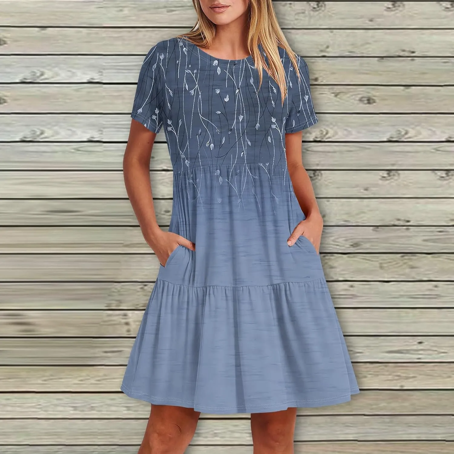 Women's Casual Dresses Short Sleeve Summer Dresses Plus Size Beach Boho Dresses Trendy Floral Swing Midi Dresses
