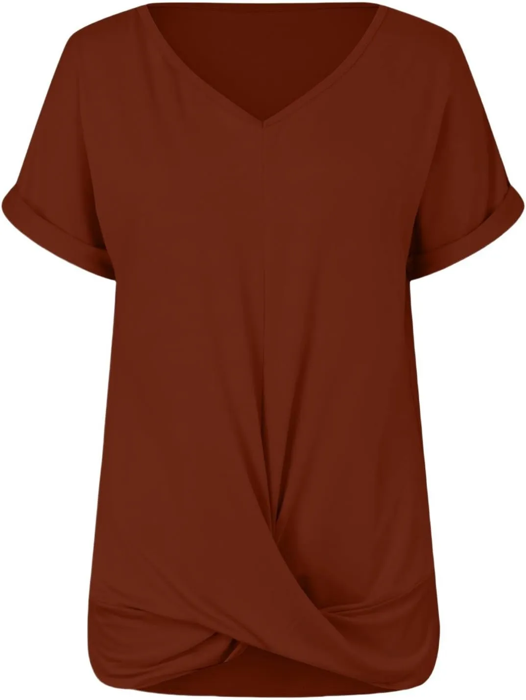 Women's Comfy Casual Summer Tops Short Sleeve V Neck Blouses T Shirts Twist Knot Basic Tees