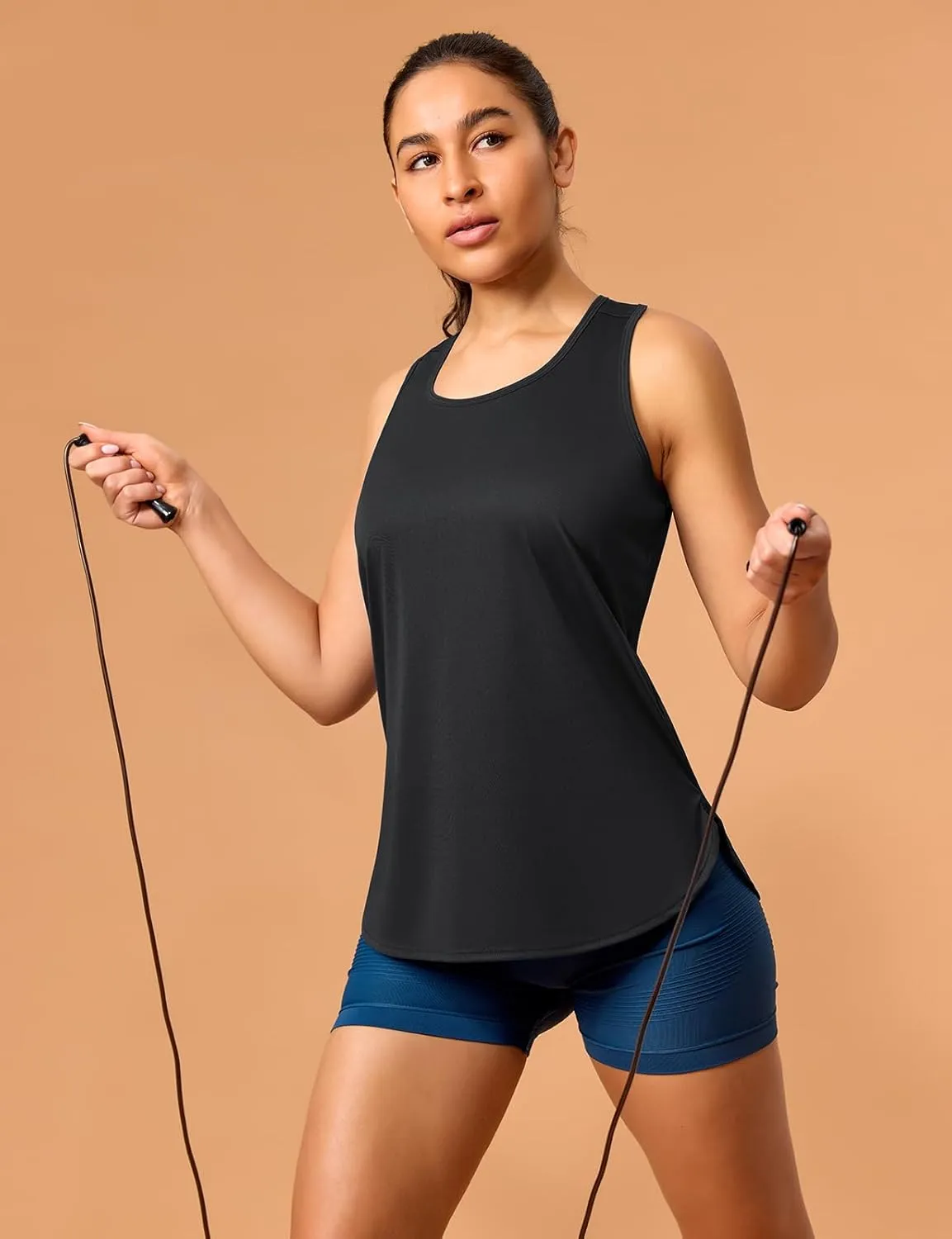 Women's Cross Backless Long Workout Tank Tops High Neck Sleeveless Racerback Shirts Open Back Athletic Clothes