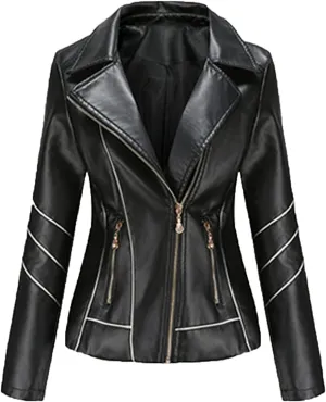 Women's Faux Leather Jacket Trendy Motorcycle Jacket Zip Up Slim Fit Moto Biker Leather Jacket for Women Fall Winter