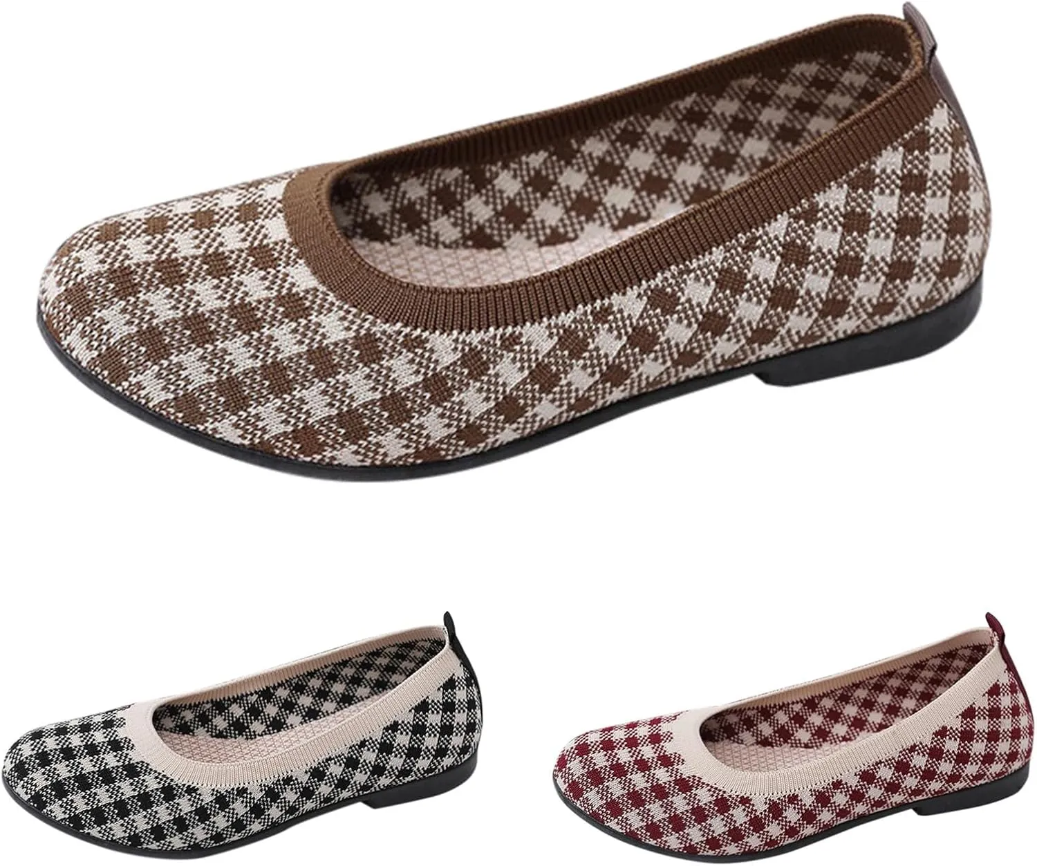 Women's Flat Ballet Shoes Knit Flat Shoes for Women Round Toe Slip on Women Flats for Dressy Casual Office Work Wedding Comfort Soft