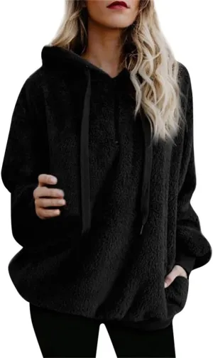 Womens Fuzzy Hoodies Sherpa Fleece Lined Sweatshirts Half Zipper Long Sleeve Pullover Casual Sport Hoodie Tops