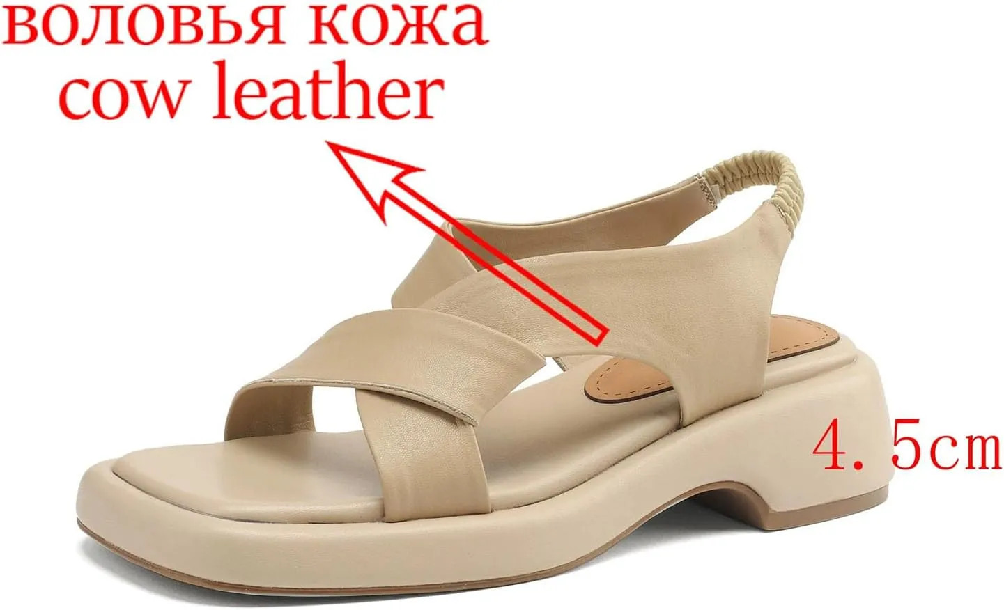 Women's Gladiator Cow Leather Mules - Med Heels Flat Platform Summer Street Wear