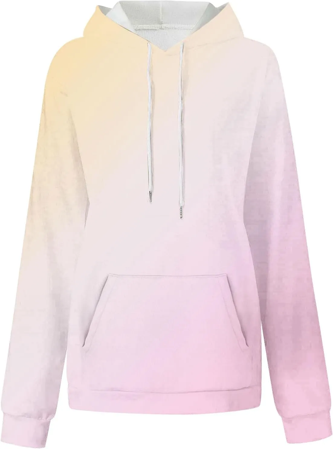 Women's Hoodies Oversized Gradient Long Sleeve Casual Sweatshirts Plus Size Drawstring Large Pocket Pullover Tops