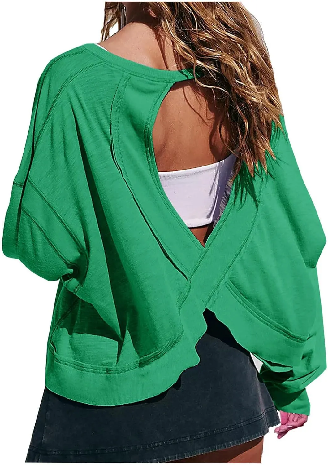 Womens Long Sleeve Tshirts Shirts Crewneck Sweatshirts Tops 2024 Fall Trendy Oversized Tunics Hollow Out Y2K Clothes