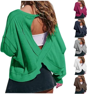 Womens Long Sleeve Tshirts Shirts Crewneck Sweatshirts Tops 2024 Fall Trendy Oversized Tunics Hollow Out Y2K Clothes