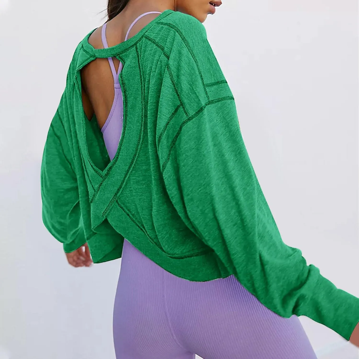 Womens Long Sleeve Tshirts Shirts Crewneck Sweatshirts Tops 2024 Fall Trendy Oversized Tunics Hollow Out Y2K Clothes