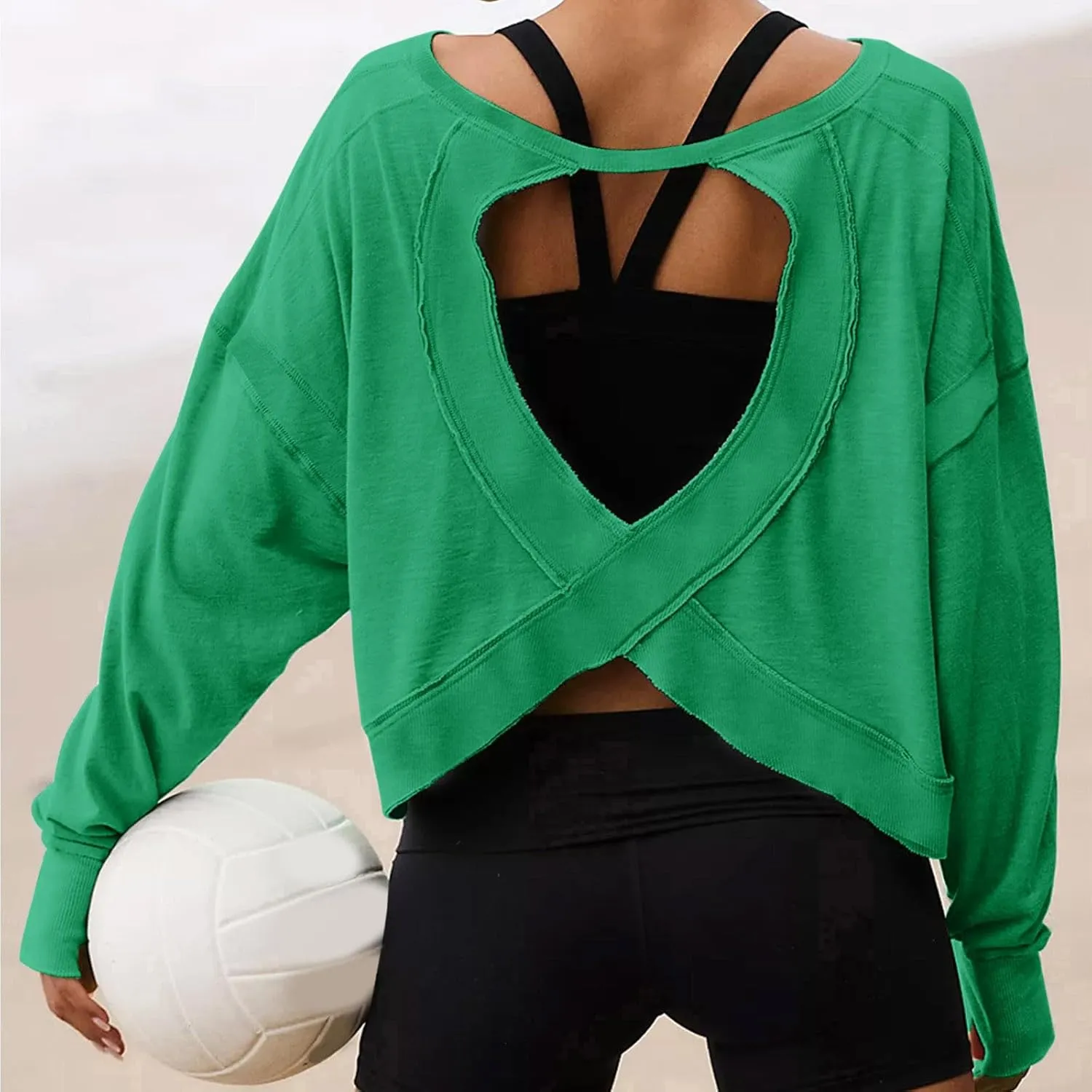 Womens Long Sleeve Tshirts Shirts Crewneck Sweatshirts Tops 2024 Fall Trendy Oversized Tunics Hollow Out Y2K Clothes