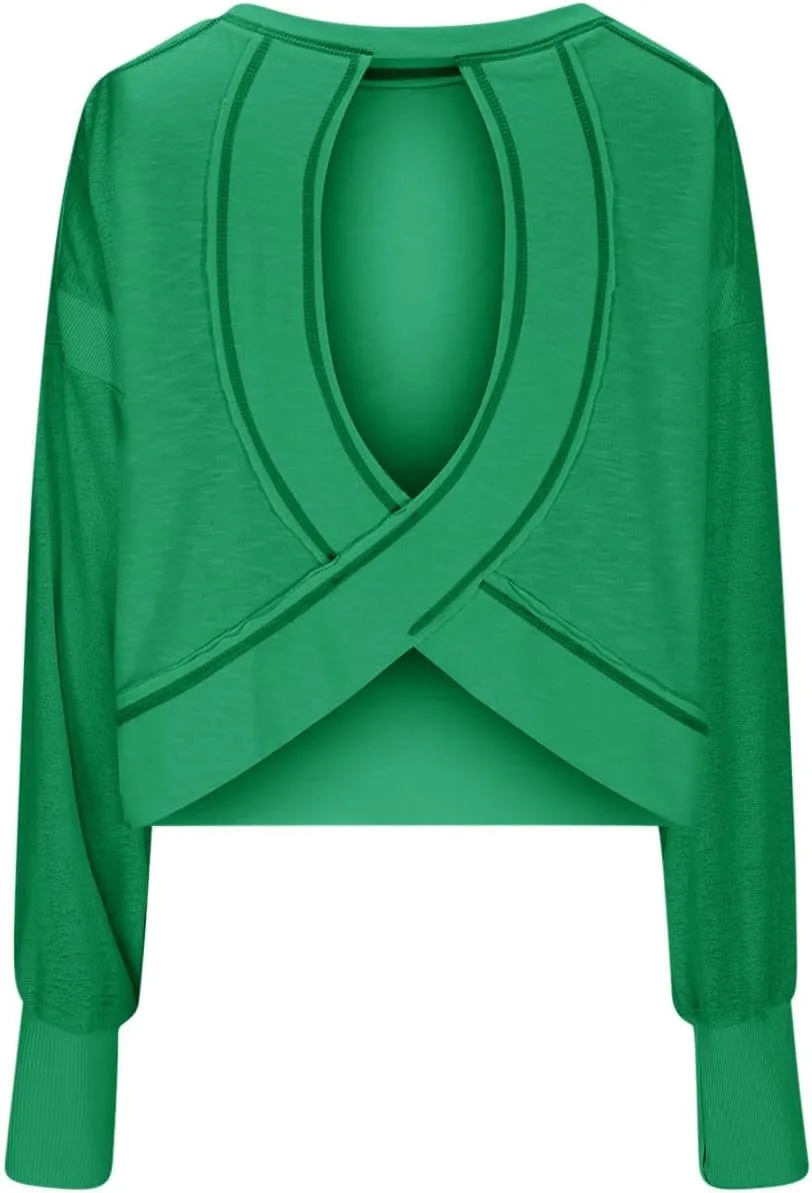 Womens Long Sleeve Tshirts Shirts Crewneck Sweatshirts Tops 2024 Fall Trendy Oversized Tunics Hollow Out Y2K Clothes