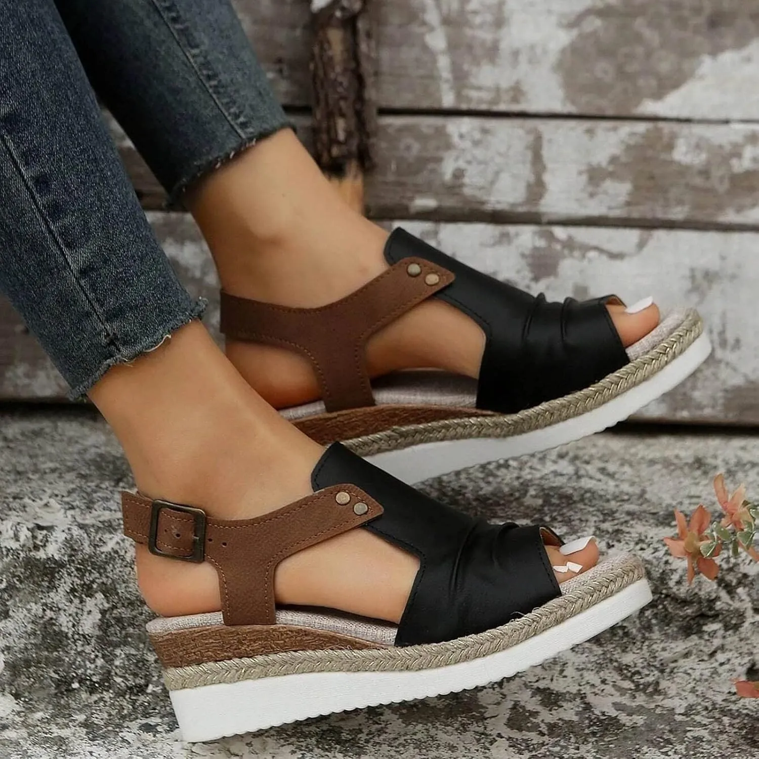 Women's Orthopedic Arch Support Platform Wedge Sandals 2025 Casual Open Toe Slingback Espadrilles Summer Fashion Hollow Out Dress Shoes Casual Comfortable Mules Adjustable Slide Walking Shoes