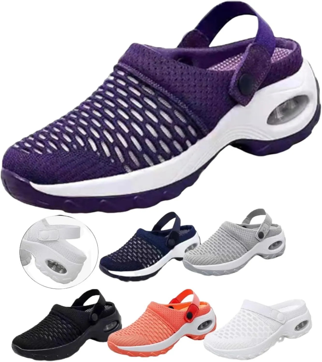 Women's Orthopedic Clogs with Air Cushion Support Summer Air Cushion Platform Mesh Mules Air Orthopedic Slip on Shoes